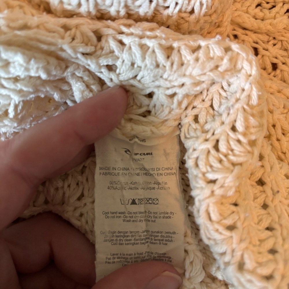 Rip Curl Cardigan Sweater Small Cotton Blend Cream Boho Coastal Open Knit - Picture 4 of 7